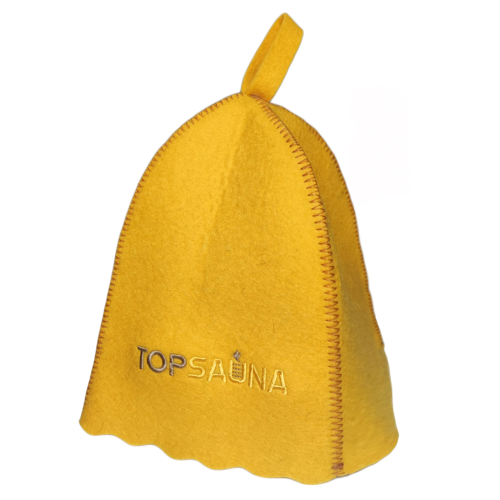 Topsauna klobúk do sauny žltý, 100 % vlna