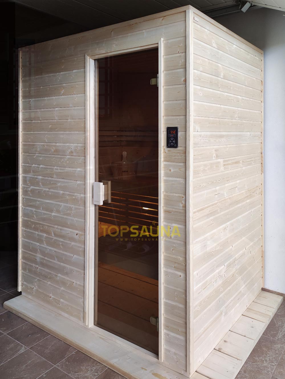 Interiérová fínska sauna Kuusi 180x110cm (smrek/abachi)